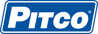 A blue and white logo for hitco.